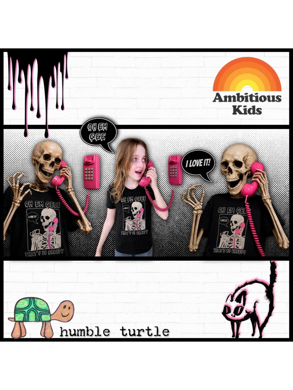 Ambitious Kids Bella+Canvas Kid's Black T-shirt OH EM GEE THAT'S SO CREEPY